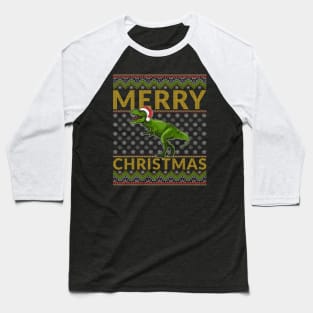 Christmas Dinosaur T-Rex Merry Xmas Pajama Baseball T-Shirt